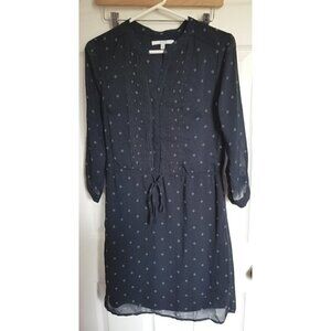 ALFRED  SUNG  Sheer Sleeves Small dot patterned pleated top waist tie dress XS
